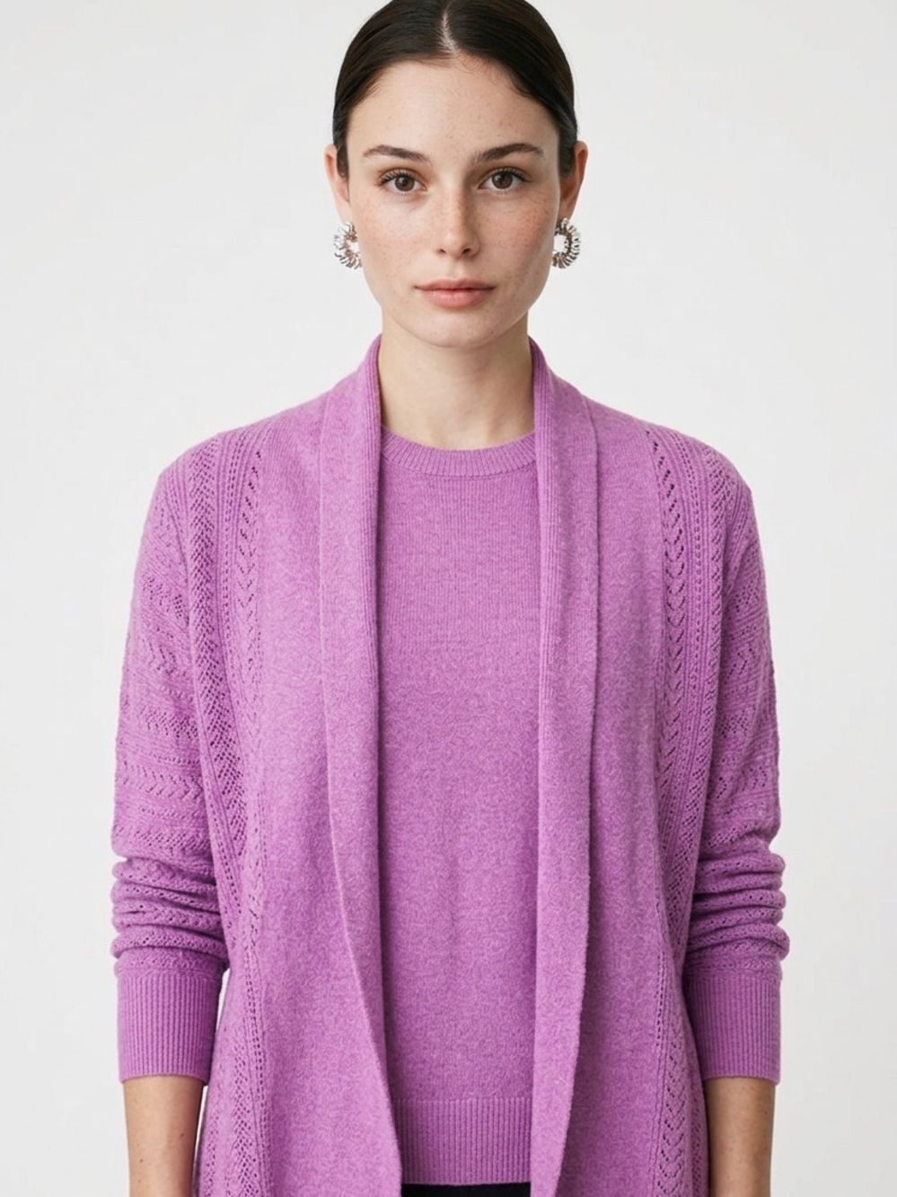 ATHLETA | Knit Open Front Cardigan Purple Medium